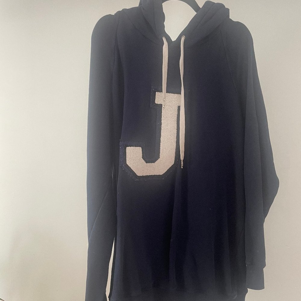 Good American J Varsity Letter Sweatshirt Hoodie Boyfriend - NAVY